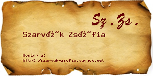 Szarvák Zsófia névjegykártya