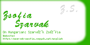 zsofia szarvak business card